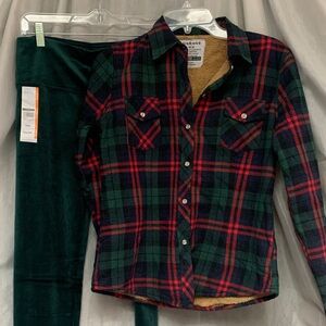 Garage Red and Green Plaid Shirt
